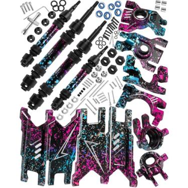 Imagem de hopsupRC Upgrades Part for 1/10 Slash/Rustler/Stampede/Hoss 4x4 VXL,Aluminum Suspension Arm,Front Rear Drive Shaft CVD,Steering Knuckle Kit Hops Up,Colour