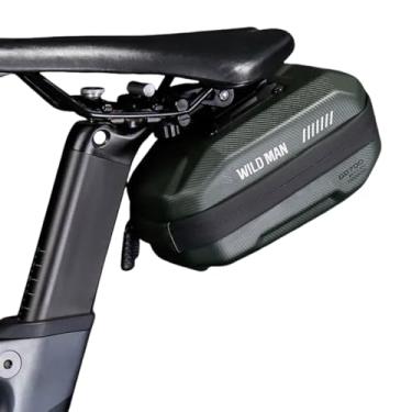 Imagem de WILD MAN Bolsa para assento de bicicleta, bolsa para selim de bicicleta, impermeável, capa rígida, compatível com telefones menores de 17.3 cm (GD700, verde)