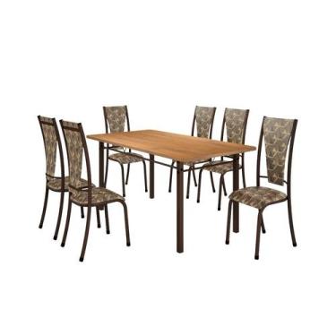 Imagem de Conjunto Mônaco 06 Cadeiras com Base Piauí BM Tubulares, BP Noce Oro/C