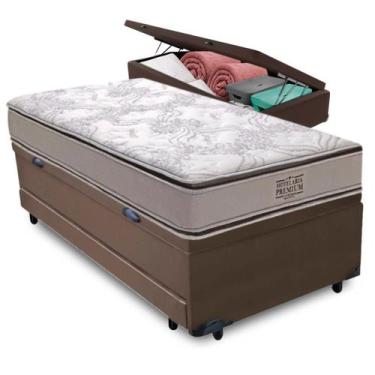 Imagem de Bicama Baú + Colchão Four Season Molas V-tech Solteirão, Marrom