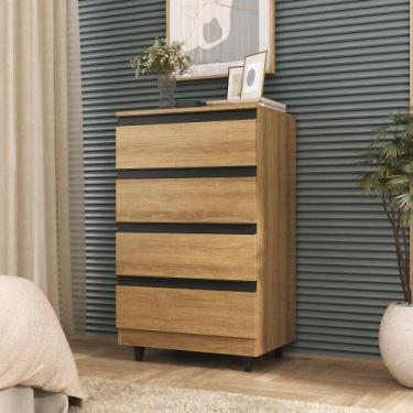 Imagem de Cômoda 4 Gavetas Moderno Quarto - Inove Moveis, Marrom