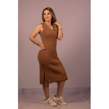 Imagem de Vestido Tricô Serenata Marrom - Malhas Universal