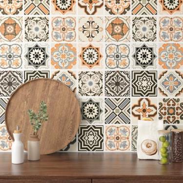 Imagem de Wallderful Papel de parede de 40 cm x 1000 cm, papel de parede autoadesivo boêmio, xadrez, azulejo geométrico, colorido, backsplash, papel de parede, mosaico, marroquino, papel de parede para banheiro