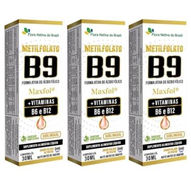Imagem de KIT 3X Metilfolato Maxfol (Vitaminas B9,B6,B12) 30ml - Flora Nativa (30ml, Salada de Frutas)