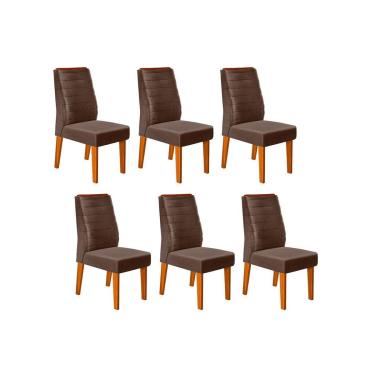 Imagem de Cadeira Sala de Jantar Ondina Kit 6 Un Freijó/Suede Moca - DJ Móveis
