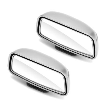 Imagem de Berfi Life Espelho de ponto cego para carros - Espelho retrovisor convexo grande angular ajustável automático, design adesivo, prata