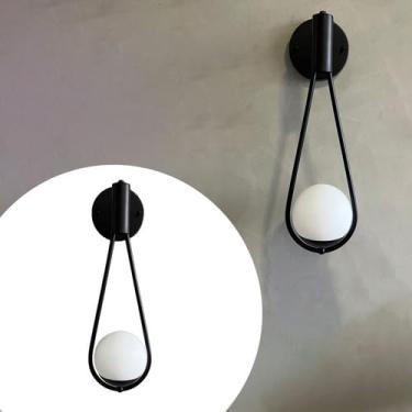 Imagem de Kit 5 Arandelas De Parede Interna Dourada Com Vidro Globo - Preto - 110V/220V