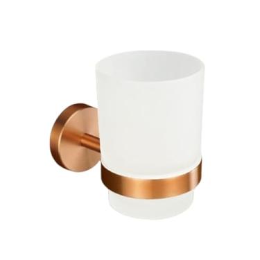 Imagem de Suporte de toalha de parede em aço inoxidável dourado escovado, gancho para roupão de banho, saboneteira, lava-louças, conjunto de banheiro (porta-copos)