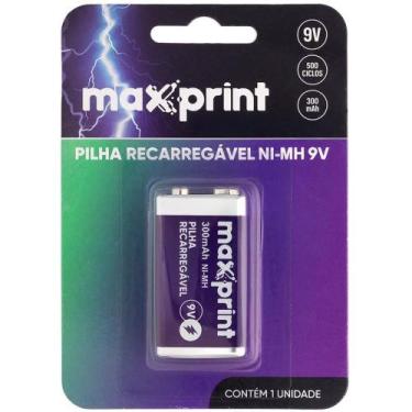 Imagem de Pilha Recarregável Bateria 9V 300MAH Maxprint Blister