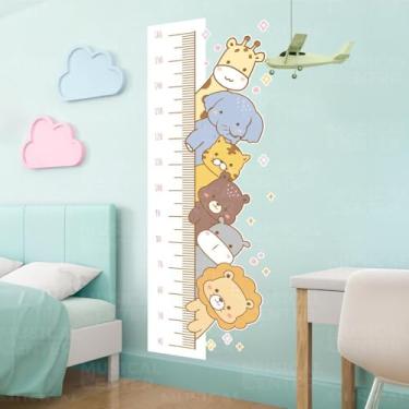 Imagem de Adesivo Infantil Régua Crescimento Bichinhos da Savana Lavável Seguro Fácil Aplicação Quarto de Bebê Criança Kids