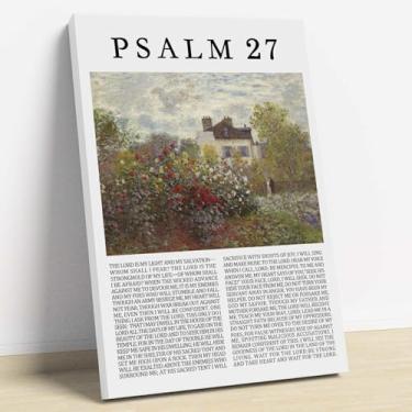 Imagem de Psalm 27 arte de parede vintage flor paisagem pintura o senhor é minha luz arte de parede versículo bíblico impressões imagens cristãs arte Jesus arte para sala de estar escrituras cristãs pôsteres