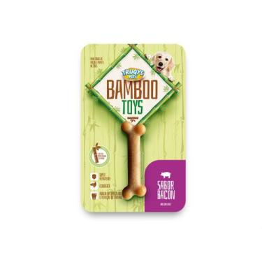 Imagem de Brinquedo Mordedor Cães Truqys Osso Bamboo Bacon I Pequeno - TRUQYS PE