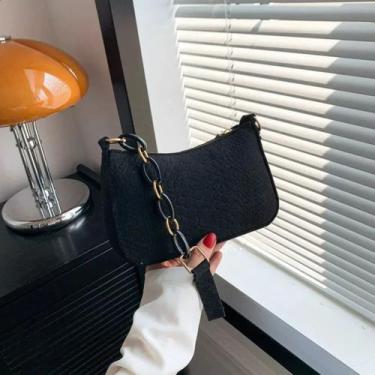 Imagem de Bolsa Feltro de Ombro Feminina Pequena - Gemini Náutica, Preto