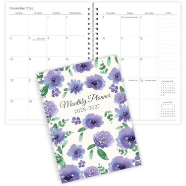 Imagem de Zuozee Agenda mensal A5 2025-2027, calendário mensal de 2 anos, julho de 2025 a dezembro de 2027, agenda de 14 x 21 cm com bobina, perfeita para planejamento de material escolar de escritório - roxo