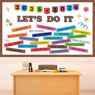 Imagem de Boas-vindas de volta às aulas quadro de avisos motivacional conjunto de decorações de sala de aula Este é o seu ano recortes de papel colorido afirmação positiva para escritório, casa, berçário, lousa