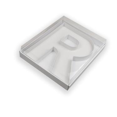 Imagem de Manoczy Caixa de papelão preenchível de 35,5 cm com tampa transparente, bandeja de presente vazada branca para aniversários, festas de aniversário e eventos (R)