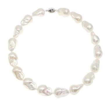 Imagem de Colar gargantilha de pérola grossa coração estrela do mar colar de pérolas irregulares barroco joias presentes de aniversário casamento colar com pingente alternado, X-Large, Zinco, Pérola sintética