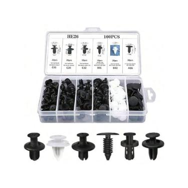Imagem de Kit 100 presilhas clips fixadores universais para carro parachoque for