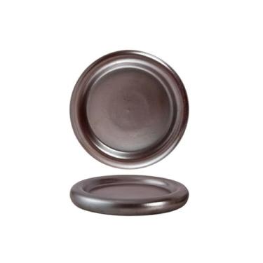 Imagem de Prato de jantar estilo nórdico de cor sólida para casa redondo requintado cerâmica vitrificada bife - trompete ouro rosa