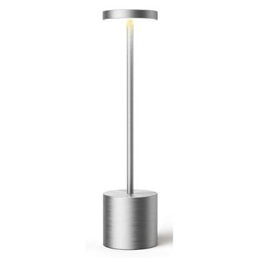Imagem de Abajur Luminária de Mesa Touch LED Recarregável Dimerizavel com 3 Níveis de Luz Portátil Sem Fio - Ideal para Escritório, Quarto, Trabalho, Leitura, Estudo (Prateado)