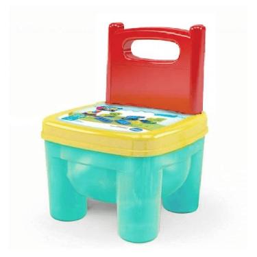 Imagem de Blocos De Montar Brinkadeira Com Cadeirinha 28 Pecas - Vermelho, Verde Escuro e Amarelo DISMAT