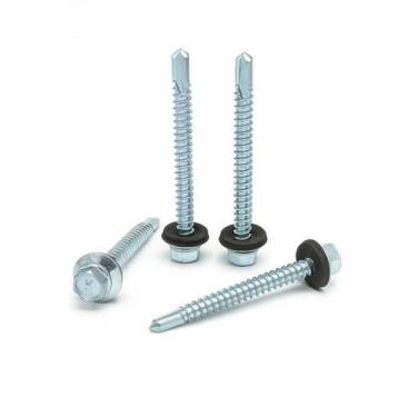 Imagem de Kit 100 parafusos auto brocante inox sextavado 5,5mm x 50mm - INOXPAR