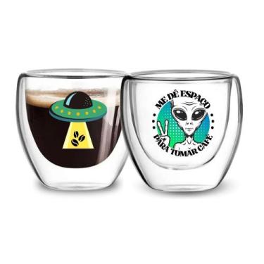 Imagem de 2 Copos Café 80Ml Vidro Borossilicato Personalizado E.T - Oro Comercio