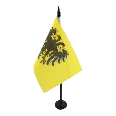 Imagem de Bandeira de mesa do Sacro Império Romano 962-1806 14 cm - Bandeira de mesa do Reino da Alemanha 21 x 14 cm - Bastão e base de plástico preto - Drapeau Saint-Empire Romain germanique 962-1806 AZ FLAG