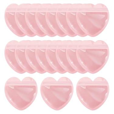 Imagem de ccHuDE 100 peças de sacos de plástico rosa em forma de coração sacos de embalagem ziplock transparentes pequenos sacos organizadores de joias brincos colar sacos de amostras bonitos sacos de presentes
