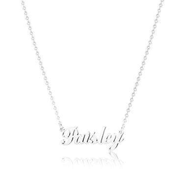 Imagem de Hidepoo Colar com nome personalizado – Colar com pingente de nome de aço inoxidável, corrente delicada com nome de letra, joias personalizadas, presentes para mulheres, Metal