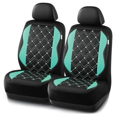 Imagem de Road Comforts Capas de assento, capas de assento de carro de couro premium para mulheres e meninas, compatíveis com airbag, capas de assento automotivas universais para a maioria dos carros, vans