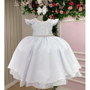 Imagem de Vestido Infantil Branco Menina Luxo - no-brand, 6, Branco