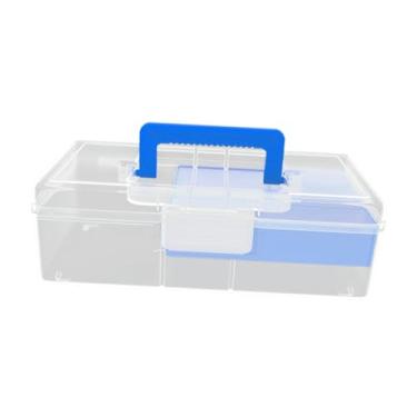 Imagem de UGPLM Fishing Lure Box Tackle Box Peças Ferramenta de pesca de caixa de 2 iscas de camadas Caixa de armazenamento Caixa rígida para iscas contas, Azul