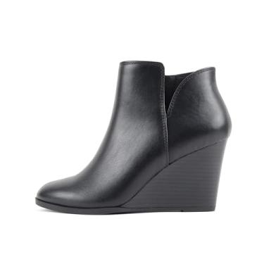 Imagem de Soda Ability – Bota de cano médio com cano dividido e salto anabela com zíper, Poliuretano preto, 6.5