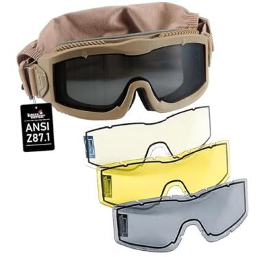 Imagem de Lancer Tactical Óculos de segurança táticos AERO Airsoft ANSI Z87.1, lente anti-embaçamento de painel duplo de 3 mm para caça, paintball, ciclismo