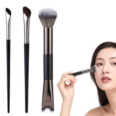 Imagem de 3 Pincéis para Contorno do Nariz, 2 em 1 com Ponta Dupla Macios e em Formato de U Pincéis Maquiagem Angulares para um Contorno Impecável do Nariz Correção Escultura e Iluminação