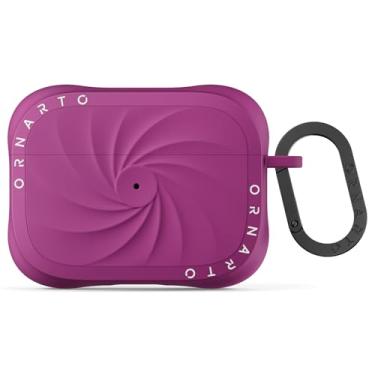 Imagem de ORNARTO Capa Vortuxe compatível com AirPods Pro 2ª/1ª, capa protetora de silicone grosso com mosquetão, design à prova de choque, LED frontal visível-Fúcsia