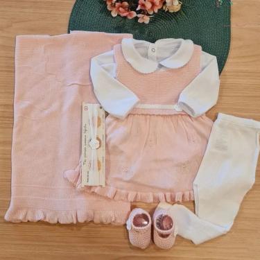 Imagem de Saída maternidade tricô menina 6 peças