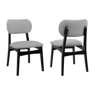 Imagem de Kit 2 Cadeiras Armonia Madeira Maciça Encosto Anatômico - Preto - Assento Estof. Linho Cinza Mescla Impermeável