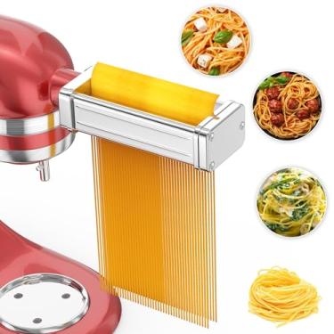 Imagem de Acessório de rolo de massa de aço inoxidável para batedeiras KitchenAid, acessórios de prensa de massa elétrica durável para acessórios de cozinha, escova de limpeza incluída