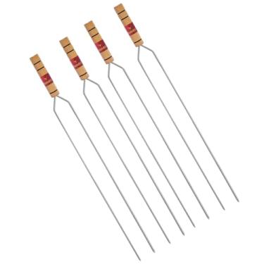 Imagem de Espetos para Churrasco 85cm Cromado com Cabo de Madeira – Lâmina 72cm | Cabo Resistente ao Calor, Não Esquenta | Ideal para Carnes, Linguiça, Legumes | Profissional e Doméstico (KIT 4 (4 DUPLO))