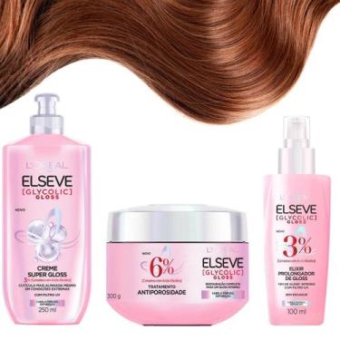 Imagem de Kit Elseve Gloss Loreal Paris Glycolic Gloss Elixir Antiporosidade Lin
