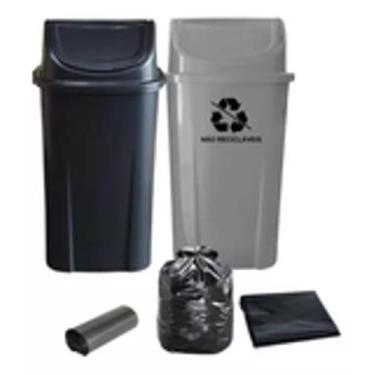 Imagem de Kit 2 Lixeiras Para Coleta Seletiva De 60l Com Saco De Lixo - JSN, pre