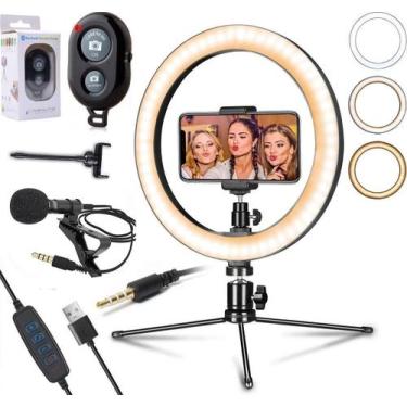 Imagem de Kit Youtuber Ring Light Iluminador + Tripé Microfone Celular - Leffa S