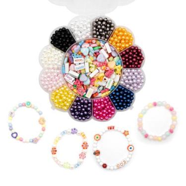 Imagem de Kit Miçanga Para Pulseira Infantil Com 1.800 Peças Bijuteria - Macall