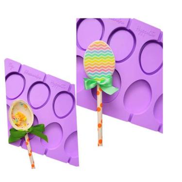 Imagem de L23 Molde de silicone pirulito ovo chocalho páscoa para decorar - conf