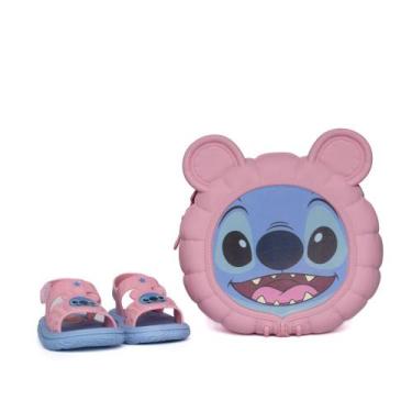 Imagem de Sandália Infantil Grendene Disney Stitch Puff Bag Rosa/azul, Rosa, Azu