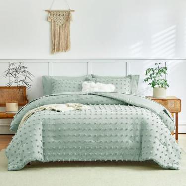 Imagem de Conjunto de edredom Flysheep, 7 peças, queen size, verde