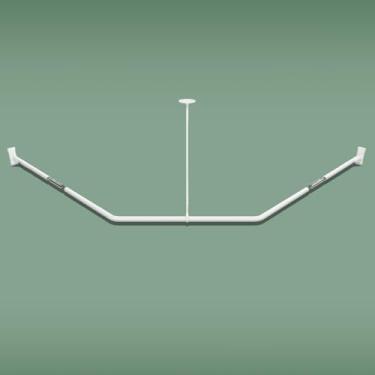 Imagem de Naiture varão de cortina de chuveiro neo-angular de alumínio com suporte de teto, 91 x 66 x 91 cm, acabamento branco fosco