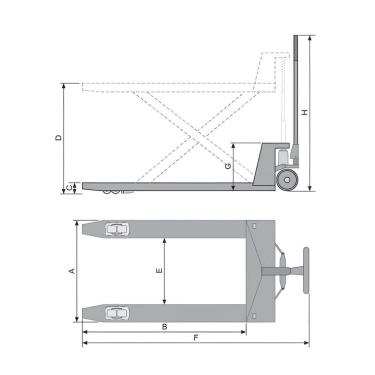 Imagem de Paleteira Carro Hidráulico Pantográfico 1000kg 685x1150 Mm Roda Simples Nylon Tp1000 Bovenau
